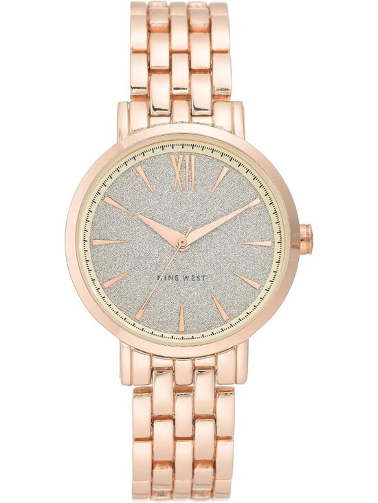 Nine West Women\'s Rose Gold Analog Japanese Quartz Glitter Bracelet Round Watch main image 6